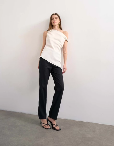 Женские льняные зауженные брюки TopShop, черные