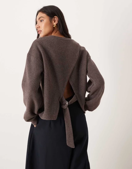 Верх с D-образным кольцом ASOS DESIGN supersoft, обтянутый матовой стяжкой, коричневого цвета brown