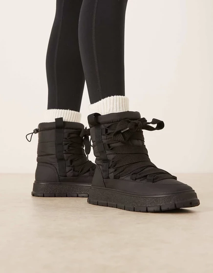 Зимние ботинки ASOS DESIGN Arrow из нейлона на шнуровке черного цвета black