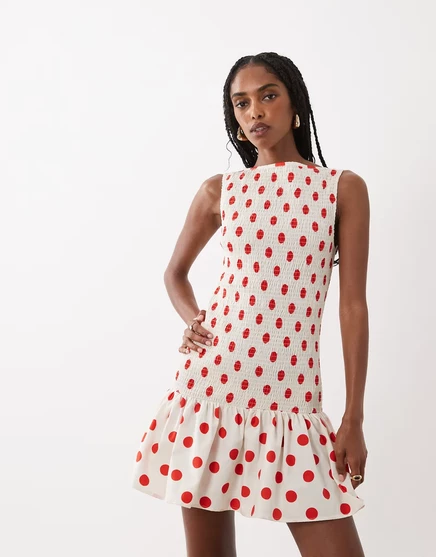 Женское мини-платье ASOS Design, кремовое в горох