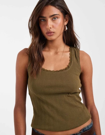 Женская майка ASOS Design с вырезом-лодочкой, оливковая