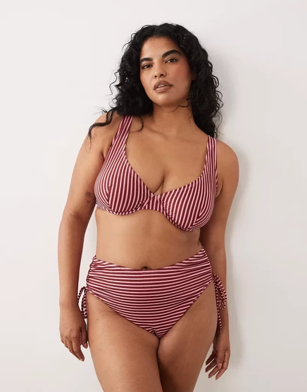 Женские плавки ASOS Curve Violet с высокой талией, бордово-розовые