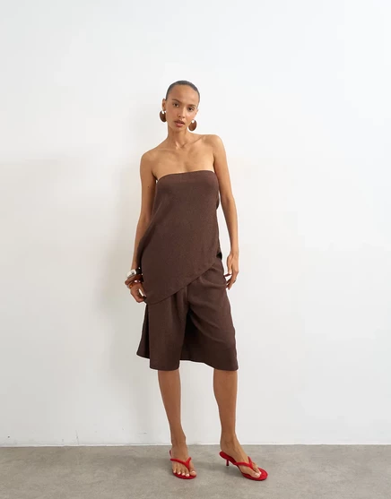 Пляжные шорты Topshop crinkle ярусного кроя цвета шоколада chocolate