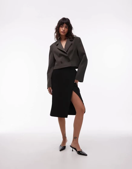 Женский укороченный двубортный блейзер asos design, хаки