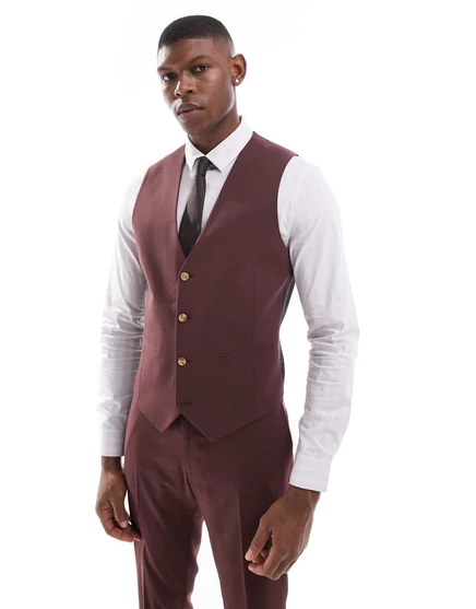 Облегающий костюм-жилет от ASOS DESIGN коричневого цвета chocolate brown