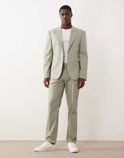 Мужские брюки ASOS Design хлопок под лён, светло-зеленые