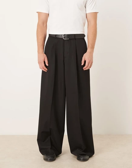 Элегантные экстравагантные широкие брюки ASOS DESIGN черного цвета black