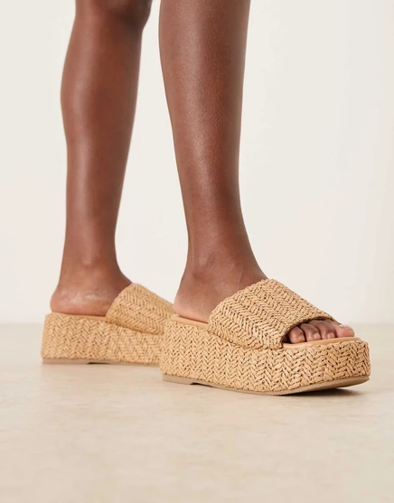 Стелька ASOS DESIGN Teagan плоской формы на танкетке из натуральной рафии