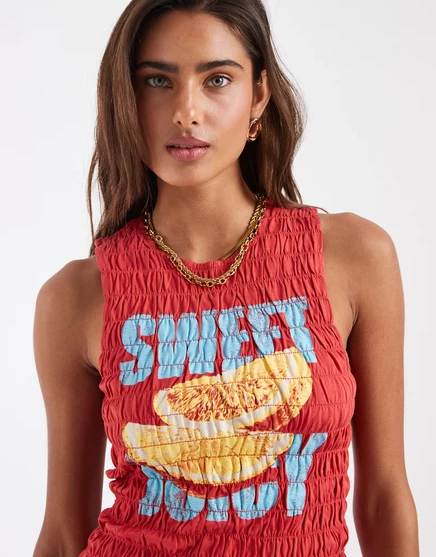 Женская майка ASOS Design с принтом апельсина, красная