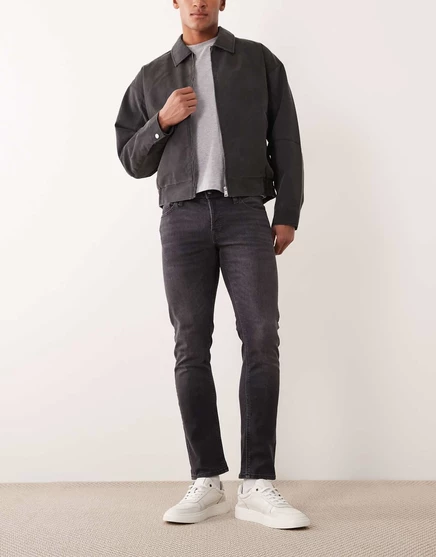 Черные узкие джинсы Jack & Jones glenn washed black