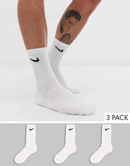 Три пары белых носков с мягкой подкладкой Nike Training Everyday Cushioned white