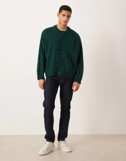 Мужской кардиган ASOS Design оверсайз, темно-зеленый