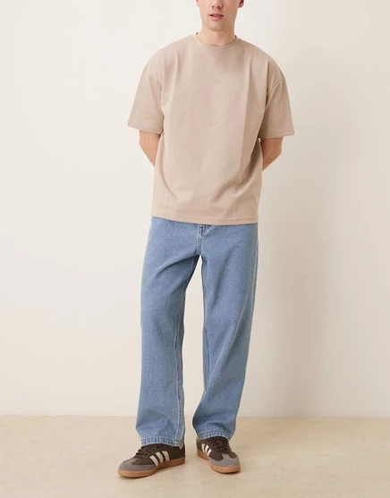Мужские джинсы ASOS Design свободного сужающегося кроя, светло-голубые