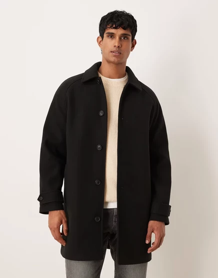 Мужское пальто asos design шерстяного вида, черное
