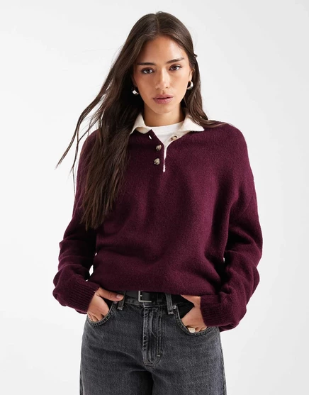 Дизайнерский трикотажный топ для регби ASOS винного цвета wine