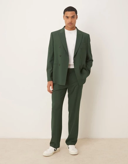 Прямые костюмные брюки ASOS DESIGN темно-зеленого цвета dark green