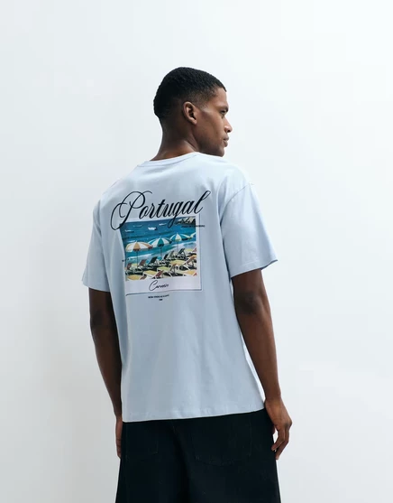 Мужская футболка Jack & Jones Portugal с принтами, приглушенно-голубая