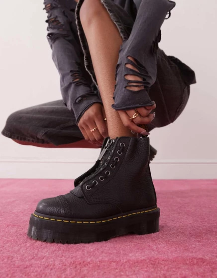 Черные кожаные ботинки на молнии на платформе Dr Martens Sinclair black