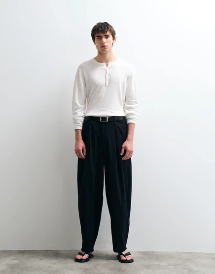 Мужские брюки ASOS COLLECTIVE AC-B-254 плиссированные, хлопок/лен, черные