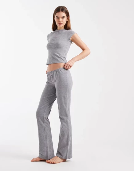 Женские домашние брюки Cotton On Sleep Recovery с отворотом, серый меланж