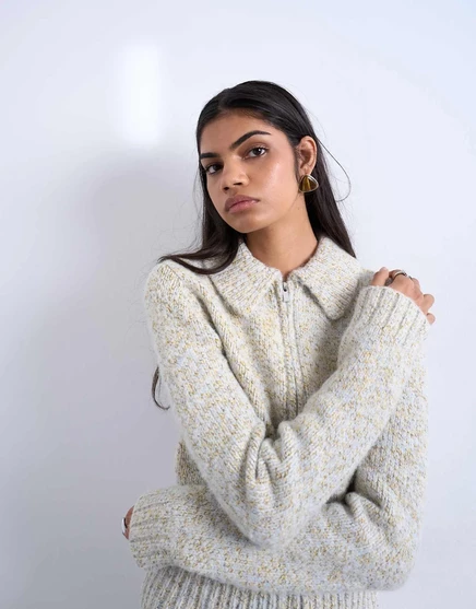 Вязаный кардиган с воротником из плотной крученой пряжи Topshop синего и желтого цветов - часть комплекта blue & yellow