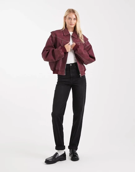 Джинсы ASOS DESIGN Tall с высокой посадкой в непринужденном стиле для мамы черного цвета washed black