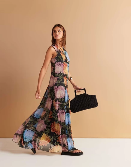 ДИЗАЙНЕРСКОЕ макси-платье ASOS с цветочным принтом и подолом в виде годе floral print