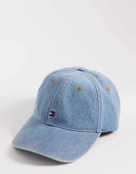 Кепка с логотипом Tommy Hilfiger flag из джинсовой ткани синего цвета denim light 01
