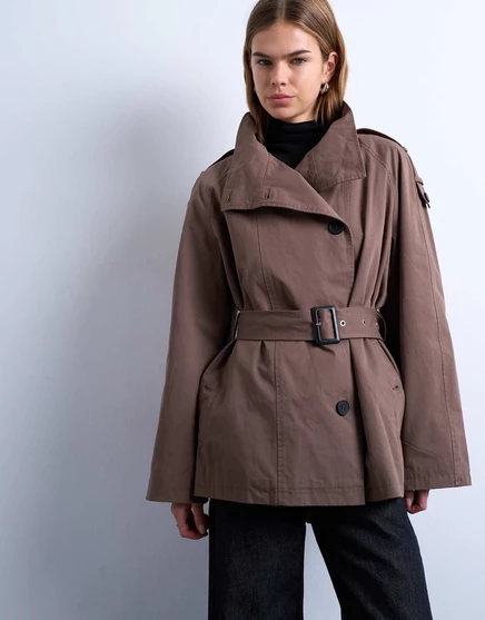 Женский тренч TopShop средней длины, коричневый