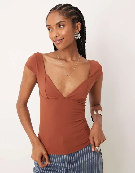 Кружевной топ-корсет Free People duo в шоколадном цвете  brown