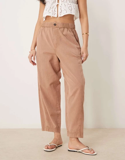 Дизайнерские брюки ASOS из постиранного льна цвета мокко mocha