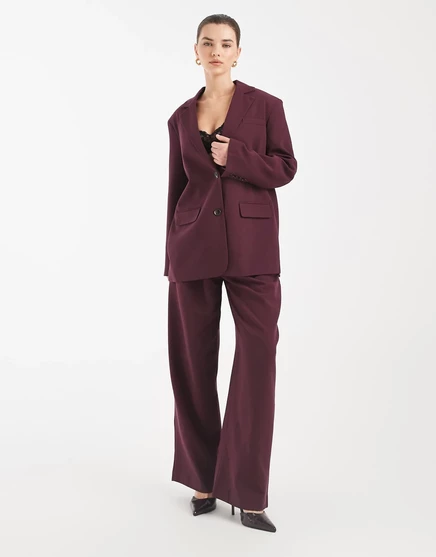 Женские брюки Vero Moda с поясом, широкие, бордовые