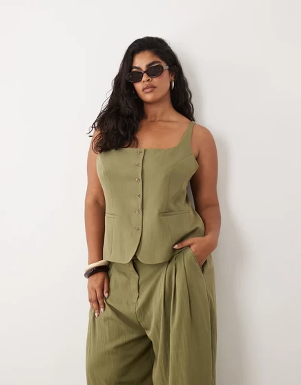 Женский приталенный жилет ASOS Design Curve, шалфейный