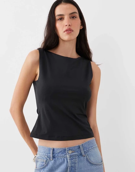 Женский топ ASOS Design с вырезом-лодочка, черный