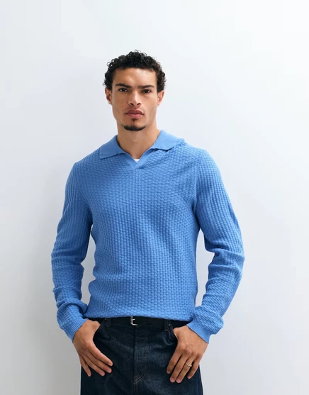 Мужская рубашка‑поло ASOS Design, вязаная, синяя