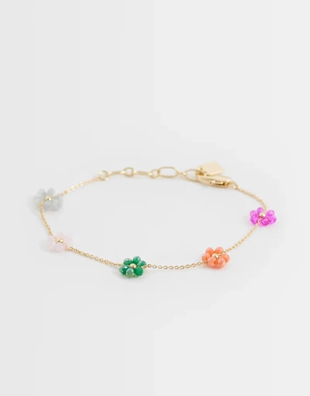 Женский браслет ASOS Design Delicate с цветами, золотистый