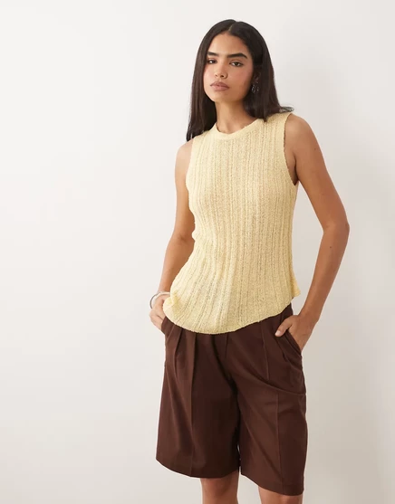 Женский вязаный асимметричный топ ASOS Design, кремовый