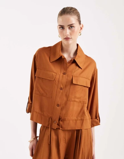Практичная рубашка с мягкой текстурой от ASOS DESIGN цвета имбирь - часть комплекта
