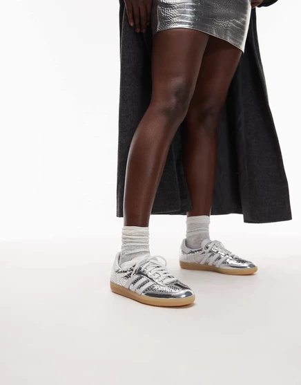 кроссовки adidas Originals Samba OG с серебристым металлическим принтом крокодила