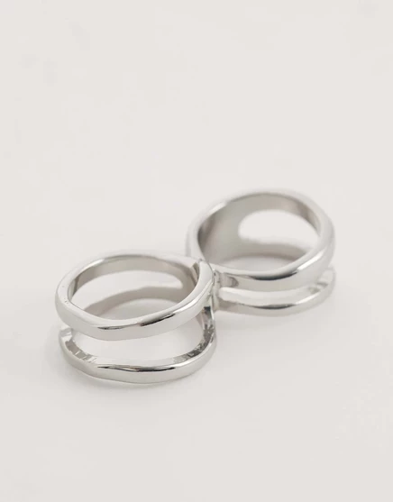 Женское кольцо ASOS Design Fixed Double Ring, серебристое