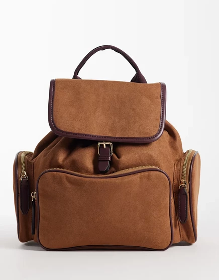 Женский рюкзак Accessorize многокарманный из искусственной замши, кэмел