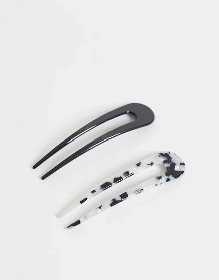 Заколки Accessorize, 2 шт., черные и золотые