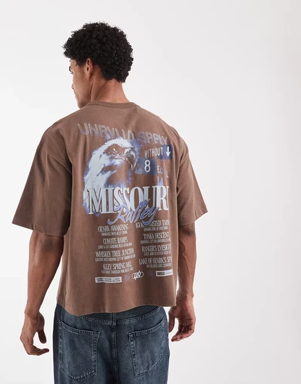 Мужская футболка ASOS Design оверсайз с принтом Missouri, кофейная