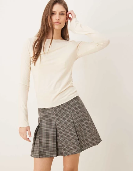 Сшитая на заказ плиссированная юбка ASOS DESIGN в серую клетку