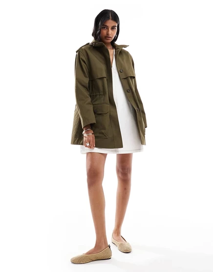 Строгая парка с четырьмя карманами оливкового цвета от ASOS DESIGN khaki