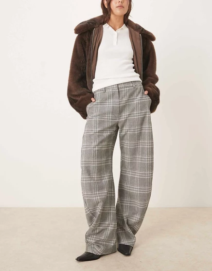 Брюки-бочкообразки ASOS DESIGN ultimate с закручивающимся швом в клетку check