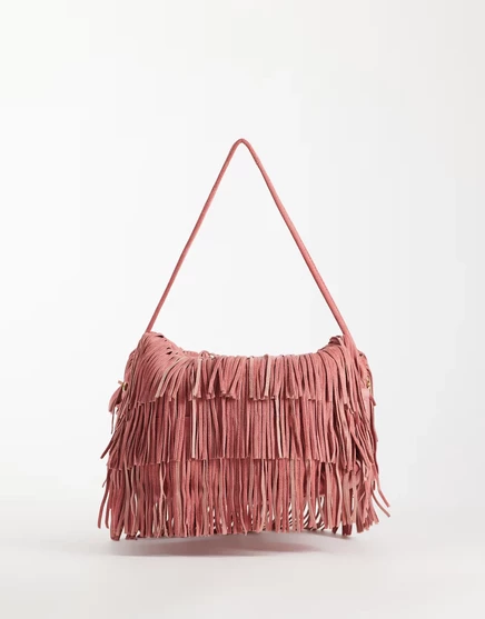 Женский клатч ASOS Design с бахромой, розовый