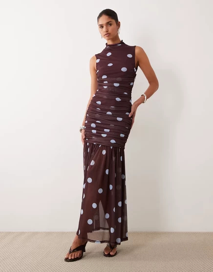 Женское платье ASOS Design в горох, бордовое
