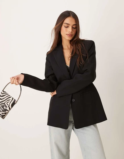 Женский приталенный пиджак ASOS DESIGN, черный