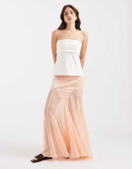 Женская юбка ASOS Design сатин‑шифон фиштейл, персиковая